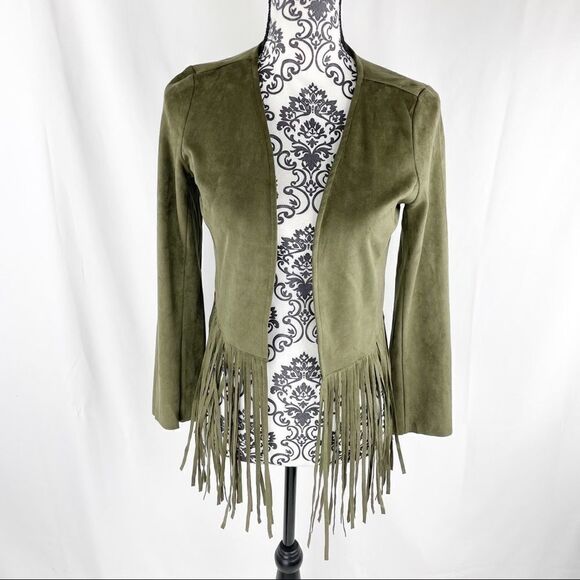 Flying Tomato Candace Olive Fringe Jacket - Picture 4 of 10